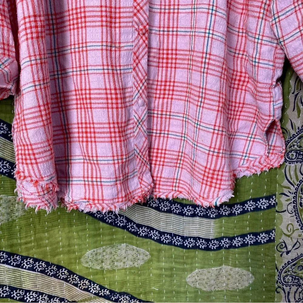 Intimately by Free People Plaid About You Pink Sleep Shirt Size Small